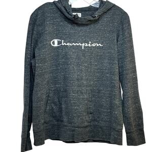 Hoodie Sweatshirt Women's Large Charcoal Heather Champion Classic Script Logo